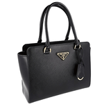 Prada Women's Black Saffiano Leather Shoulder Bag 1BA409