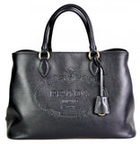 Prada Women's 1BA579 Black Leather Shoulder Bag