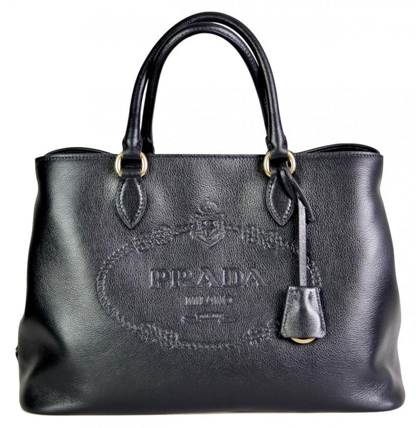 Prada Women's 1BA579 Black Leather Shoulder Bag