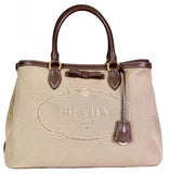 Prada Women's 1BA579 Brown Textile Messenger Bag