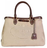 Prada Women's 1BA579 Brown Textile Shoulder Bag