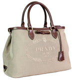 Prada Women's Brown Logo Jacquard Shoulder Bag 1BA579