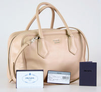 Prada Women's Beige Leather Shoulder Bag 1BB010