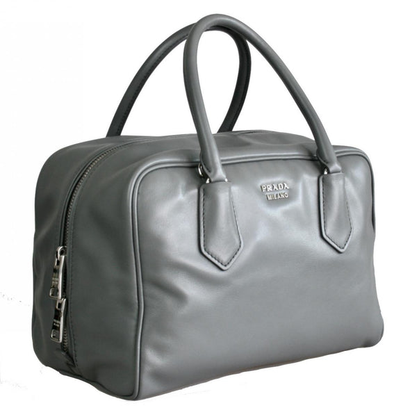 Prada Women's 1BB010 Grey Leather Shoulder Bag