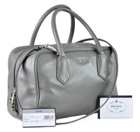Prada Women's Grey Leather Shoulder Bag 1BB010