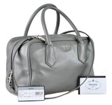 Prada Women's Grey Leather Inside Bag Shoulder Bag 1BB010