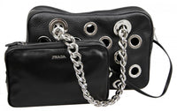 Prada Women's Black Leather Shoulder Bag 1BB017