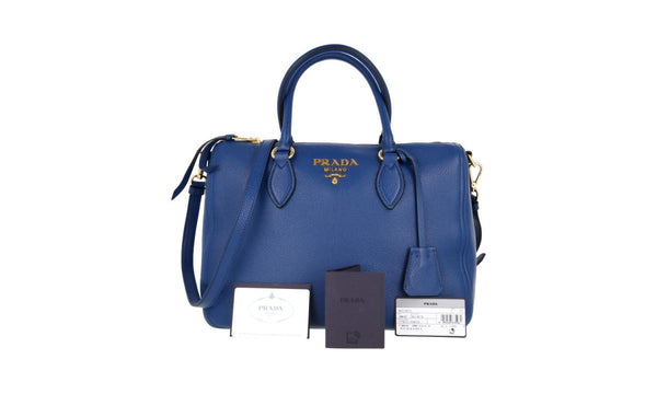 Prada Women's 1BB023 Blue Leather Shoulder Bag
