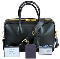 Prada Women's Black Leather Mirage Shoulder Bag 1BB045