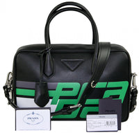 Prada Women's Black Leather Mirage Shoulder Bag 1BB045