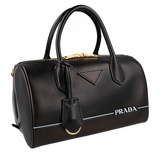 Prada Women's Black Leather Mirage Boston Shoulder Bag 1BB047