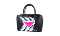 Prada Women's Black Leather Mirage Bananas Shoulder Bag 1BB049