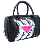 Prada Women's Black Leather Mirage Bananas Shoulder Bag 1BB049