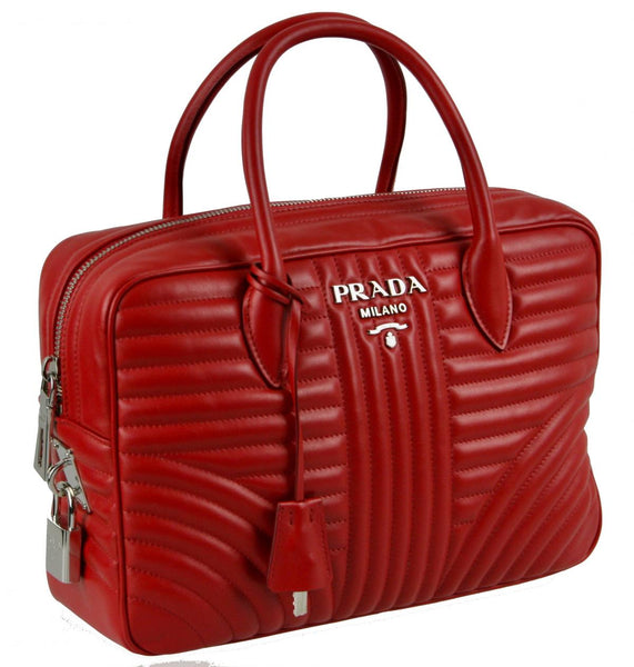 Prada Women's 1BB095 Red Leather Folder Bag