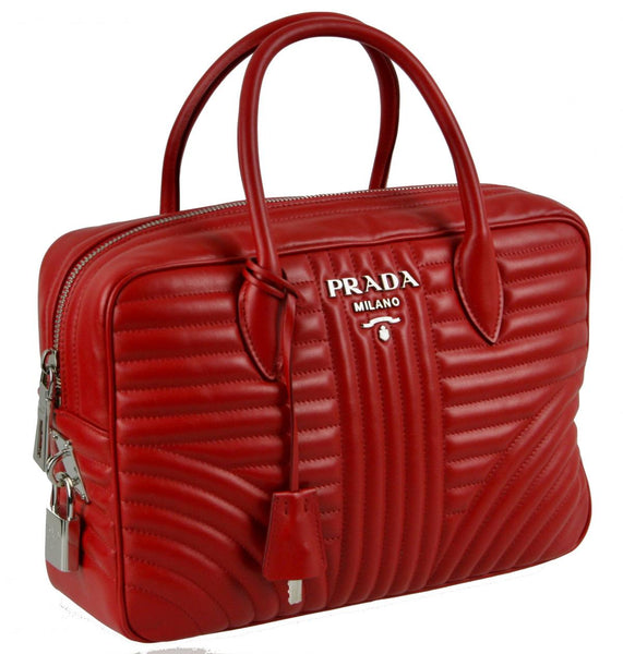Prada Women's 1BB095 Red Leather Shoulder Bag