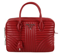 Prada Women's Red Leather Diagramme Folder Bag 1BB095