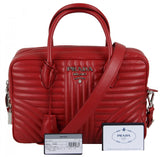 Prada Women's Red Leather Diagramme Folder Bag 1BB095