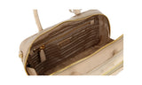 Prada Women's Beige Leather Nylon Ostrich Straussenleder Shoulder Bag 1BB106
