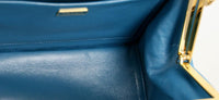 Prada Women's Blue Saffiano Leather Light Frame Shoulder Bag 1BC046