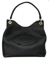 Prada Women's Black Leather Shoulder Bag 1BC051
