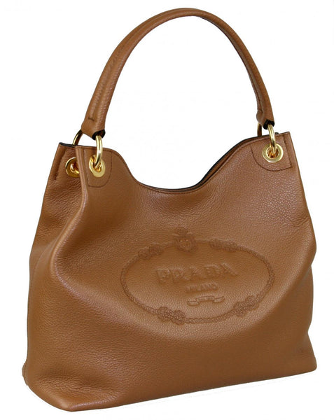 Prada Women's 1BC051 Brown Leather Shoulder Bag