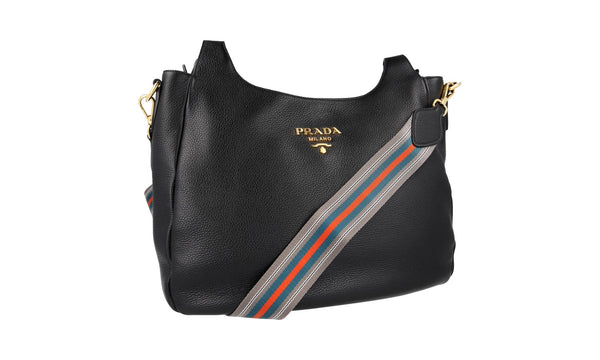 Prada Women's 1BC068 Black Leather Shoulder Bag