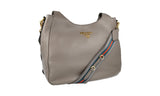 Prada Women's 1BC068 Grey Leather Shoulder Bag