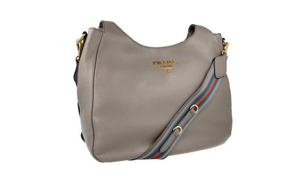 Prada Women's 1BC068 Grey Leather Shoulder Bag