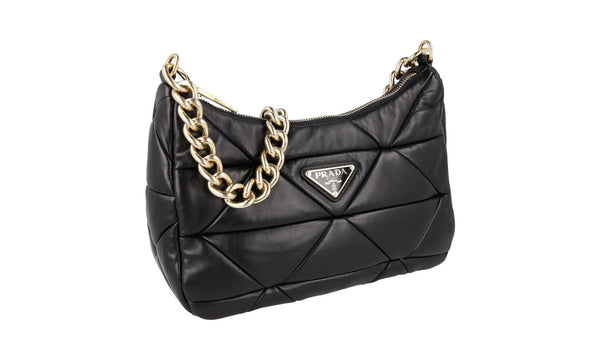 Prada Women's 1BC157 Black Leather Shoulder Bag