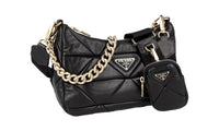 Prada Women's Black Leather Re-edition Spectrum Padded Shoulder Bag 1BC157