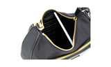 Prada Women's Black Re-nylon Spazzolato Leather Gold Chain Kette Shoulder Bag 1BC198