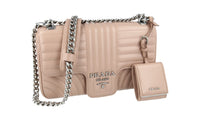 Prada Women's Beige Leather Diagramme Shoulder Bag 1BD108