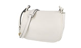 Prada Women's White Leather Corsaire Saddle Shoulder Bag 1BD109