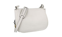 Prada Women's White Leather Corsaire Saddle Shoulder Bag 1BD109
