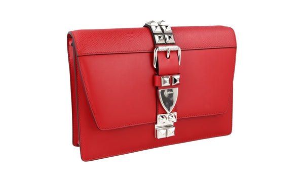 Prada Women's 1BD120 Red Saffiano Leather Leather Shoulder Bag