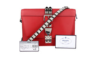 Prada Women's Red High-Quality Saffiano Leather Elektra Shoulder Bag 1BD120