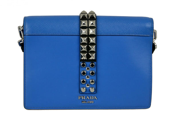 Prada Women's 1BD120 Blue Saffiano Leather Leather Shoulder Bag