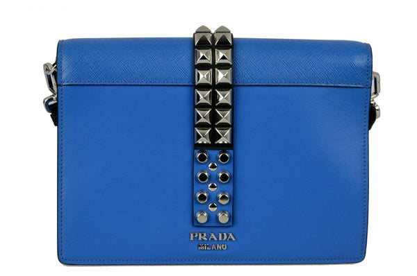 Prada Women's 1BD120 Blue High-Quality Saffiano Leather Leather Shoulder Bag