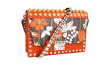 Prada Women's Orange Leather Elektra Floral Flower Shoulder Bag 1BD120