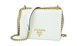 Prada Women's White High-Quality Saffiano Leather Shoulder Bag 1BD133