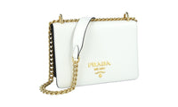 Prada Women's White High-Quality Saffiano Leather Shoulder Bag 1BD133