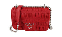 Prada Women's Red Leather Gaufre Shoulder Bag 1BD140