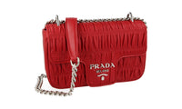 Prada Women's Red Leather Gaufre Shoulder Bag 1BD140