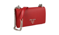 Prada Women's 1BD144 Red High-Quality Saffiano Leather Leather Shoulder Bag