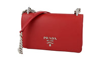 Prada Women's Red High-Quality Saffiano Leather Shoulder Bag 1BD144