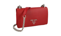 Prada Women's Red High-Quality Saffiano Leather Shoulder Bag 1BD144