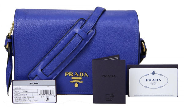Prada Women's 1BD163 Blue Leather Shoulder Bag