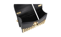 Prada Women's Black Leather Studded Shoulder Bag 1BD181