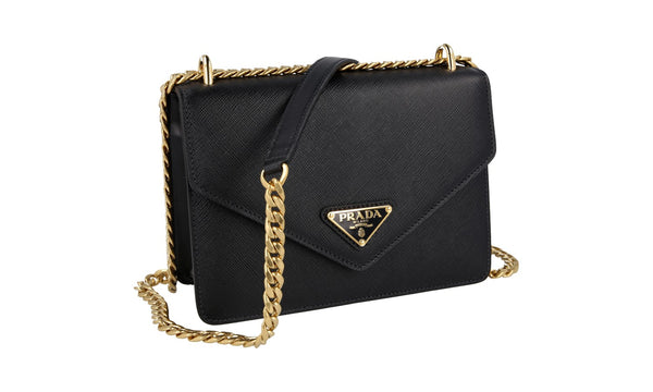 Prada Women's 1BD200 Black High-Quality Saffiano Leather Leather Shoulder Bag