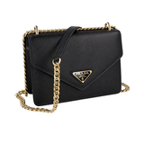Prada Women's Black Saffiano Leather Envelope Shoulder Bag 1BD200